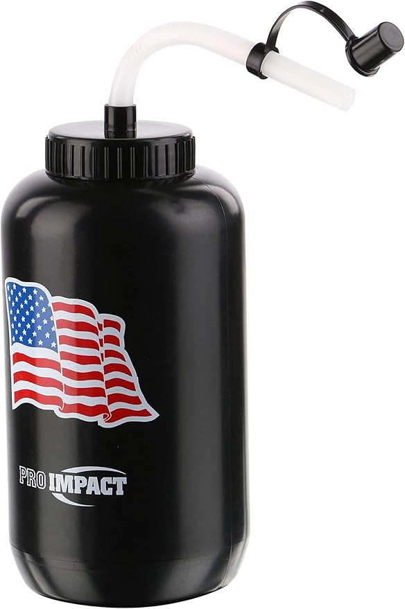 Pro Impact Squeezable Water Bottle Bendable Long Straw - LDPE BPA Free Plastic - Hydration for Baseball Hockey Gym MMA Yoga Boxing Cycling Softball Football Lacrosse (35.5 Oz.)