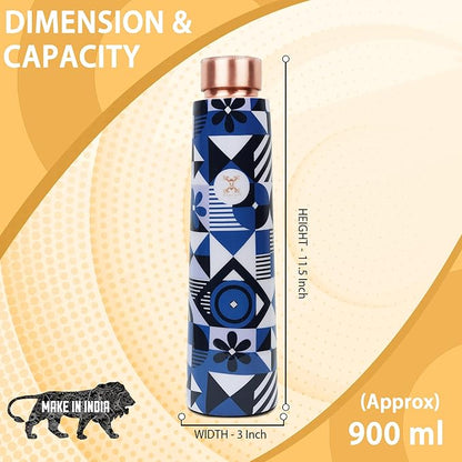 Pure Copper Water Bottle Experience the Benefits of MERCAPE® Pure Copper Water Bottle - Joint Less, Leak Proof (900ml)