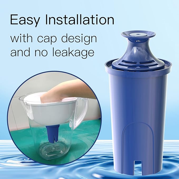 Alkaline Water Filter, Replacement for Brita® Filter, Pitchers and Dispensers, Classic 35557, OB03, Mavea® 107007, Replacement for Brita® Pitchers Grand, Lake, Capri, Wave and More (4 Pack)