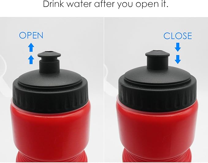 6 Pack 730ml(25oz) Sports Squeeze Plastic Water Bottle With Push Pull Cap and Anti Dust Cover - White