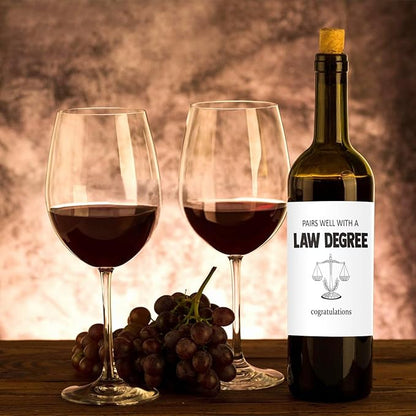 24Pcs Law Degree Graduation Wine Labels Graduation Gifts Wine Bottle Stickers Pairs Well with a Law Degree Wine Labels for Bottles Gifts for Women Men