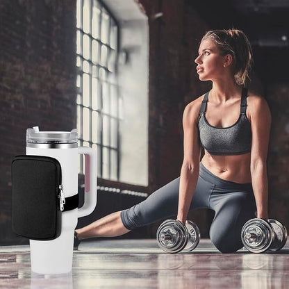 Water Cup Bottle Pouch Compatible for Stanley Tumbler Quencher Adventure 40oz & Stanley IceFlow 20/30 oz, Gym Running Water Bottle Fanny Pack Bag Accessories Handheld Caddy for Women Men