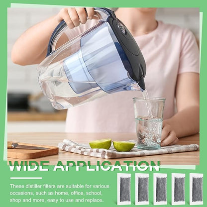 48 Packs Replacement Activated Charcoal Distiller Filters Coconut Shell Activated Carbon Filter Sachets Compatible with Countertop Water Distiller Models