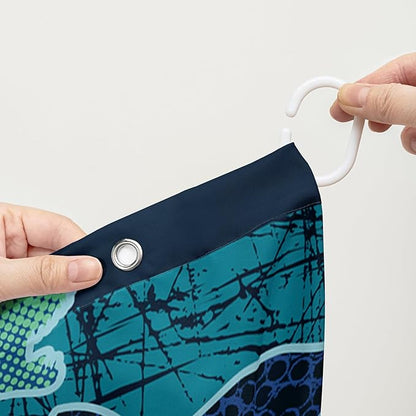 AILONEN Boys Dinosaur Shower Curtain 60" W*72" H for Bathroom,Cartoon Dinosaur Bathroom Shower for Kids Boys,Retro Blue Dinosaur Print Bath Curtain Polyester Waterproof Bathroom Curtain with 12 Hooks