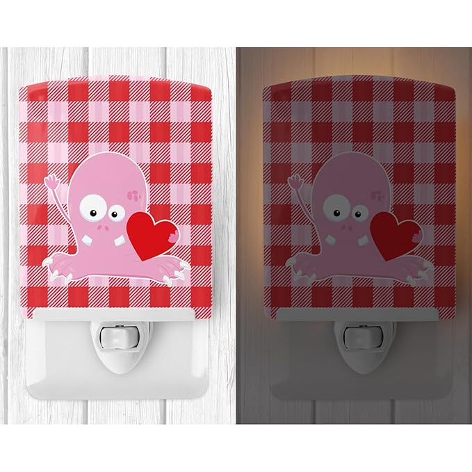 Caroline's Treasures BB9119CNL Cupid Monster Angel on Plaid Ceramic Night Light Compact, UL-Certified, Ideal for Bedroom, Bathroom, Nursery, Hallway, Kitchen, 6x4x3, Multicolor