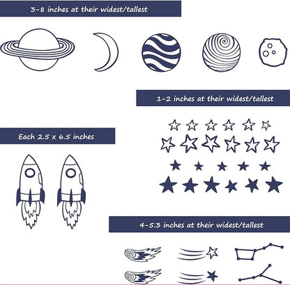 Space Wall Decals Kids Room Stars Planets Shooting Stars Rocket Wall Stickers Nursery Decor