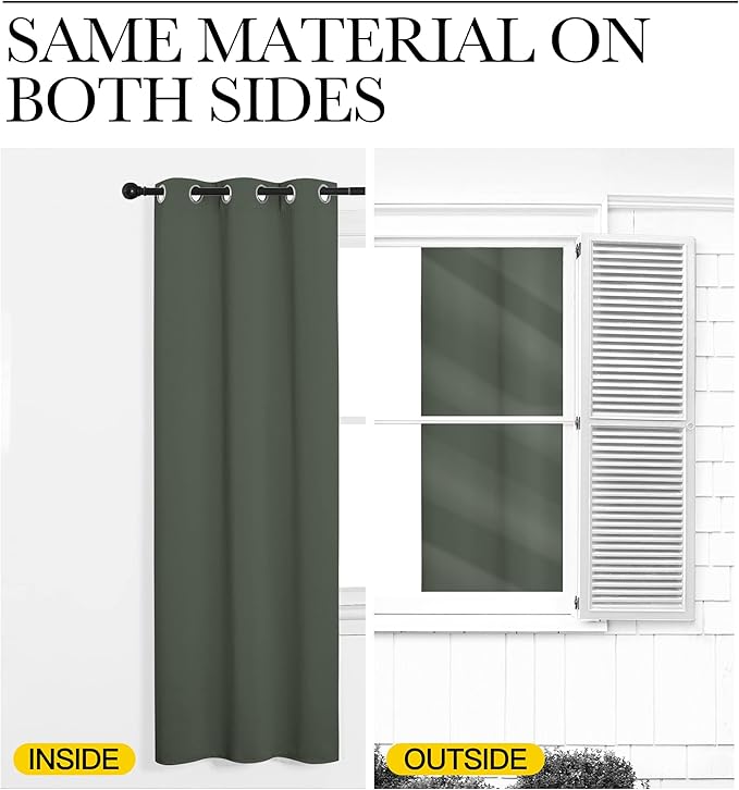 NICETOWN Blackout Curtain Panels for Kitchen, Dark Mallard, 1 Pair, 29 x 40 inches, Thermal Insulated Solid Grommet Top Blackout Draperies/Drapes for Small Window