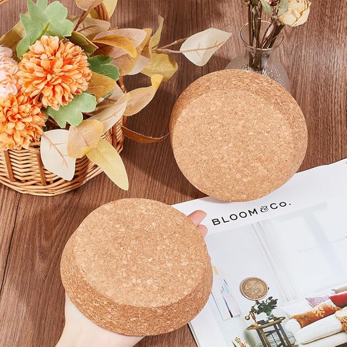 OLYCRAFT 2 Pcs Large Cork Stoppers Tapered Cork Plugs Wood Corks Lids Bottle Lids Cork Stoppers 4.7~5.5 inch Wine Bottle Stoppers Wood Jar Cork for Kitchen Wedding Favor Canning - 3cm Thick