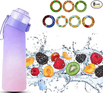 650ml Air Water Bottle with 7 Flavour Pods | BPA Free, Scented, 0 Sugar, 0 Calorie, Sports Water Bottles | Drinking Fruit Fragrance Cup for Fitness, Outdoor, Gym | Starter set… (Purple Pink)