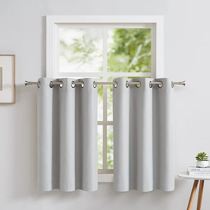 LinenZone Pair of 2 30 inch Wide x 36 Long Kitchen Tiers in Light Gray Color. Ideal for Any Kitchen, Bathroom or Dining Room.(Nicole 30 x 36, Grey)