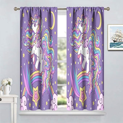 Kids Unicorn Curtains Kids Girls Boys Rainbow Unicorn Pattern Blackout Curtains Bedroom Curtains 42x45 Inches 2 Panels