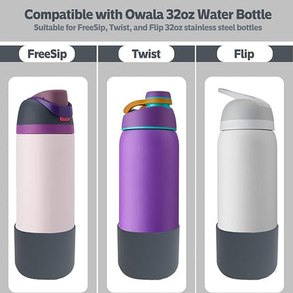 2PCS Silicone Water Bottle Boot for Owala 24oz 32oz 40oz,Anti-Slip Protective Sleeve Bottom Bumper Protector for FreeSip, Twist, and Flip Water Bottles