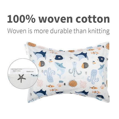 ALVABABY Toddler Pillowcases Fits 13 x 18 inch,12x 16inch Kids Sleep Pillow 2 Pack Cotton Baby Pillow Cover Envelope Children Pillowcases for Boys Girls Seaworld Dinosaur 2TPW12