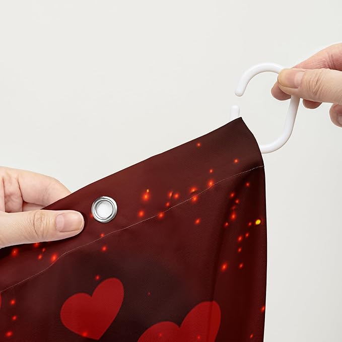 AILONEN Red Rose Shower Curtain for Bathroom, Romantic Eiffel Tower Love Hearts Printed Bathroom Curtain,72" W*72" H Polyester Waterproof Bath Curtain with 12 Hooks