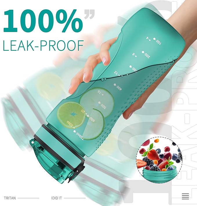 25oz Kids Sports Water Bottles for School with Spout Lid (Green)