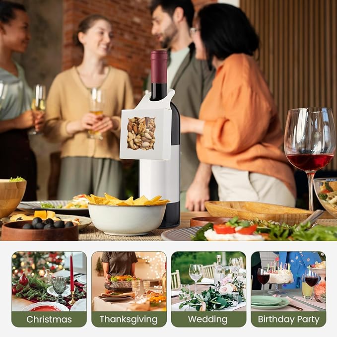 40PCS Wine Bottle Box with Window, Kraft Paper Wine Boxes for Gifts Hanging Wine Treat Box Mini Charcuterie Box Wine Champagne Bottles Gift Boxes Hanger Candy Box for Birthday Party Favor