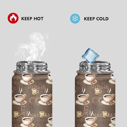 Coffee Insulated Water Bottle 20 oz Stainless Steel Water Bottles for Travelling, Camping, Cycling Water Bottle Vacuum Insulated Cup Reusable Water Bottle