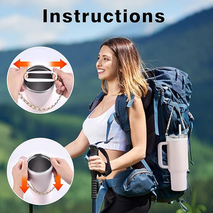 Water Bottle Handle, Silicone Water Bottle Sling Stretches to Fit Most 8-40oz Bottles, Fashionable Accessories Compatible for Stanley Cup White