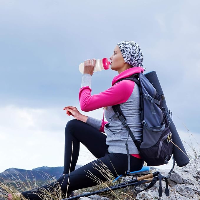 Rolling Sands 20 Ounce Sports Water Bottles 24 Pack, BPA-Free, Made in USA, Dishwasher Safe, White Bottles/Blue Lids