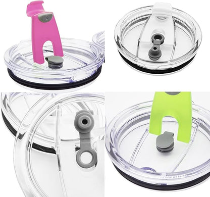 3 Packs Lids for 30oz Tumblers, Spill-proof Splash Resistant Straw-friendly Cover for Old Style Rtic, Ozark Trail 30 oz. Cups - Green, Rose Red, Gray