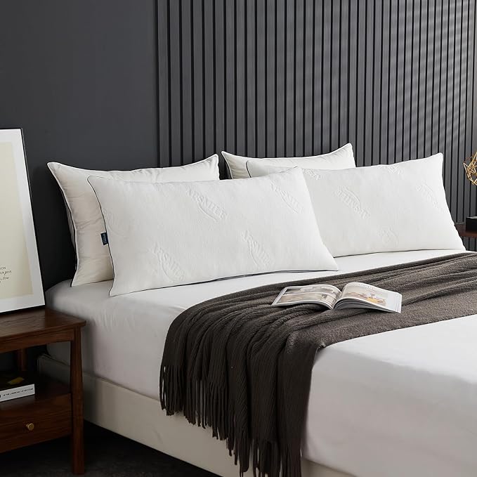 APSMILE Adjustable Shredded Memory Foam Pillows, Luxury Cooling Pillows for Neck Pain, Hotel Bed Pillows for Sleeping, Essentials King Size Pillows for Side/Back Sleeper (White,18"x34")