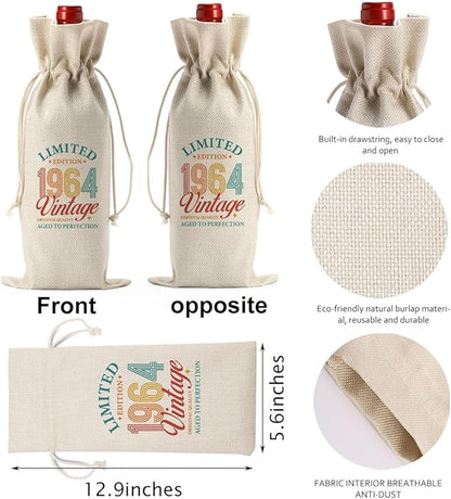 60th Birthday Decorations for Women Men, 60th Birthday Gifts for Women Her Wine Bag, Funny Wine Gift Bag 60th Birthday Gifts, 60th Birthday Wine Bag, 60 Year Old Birthday Gift Anniversary Favors