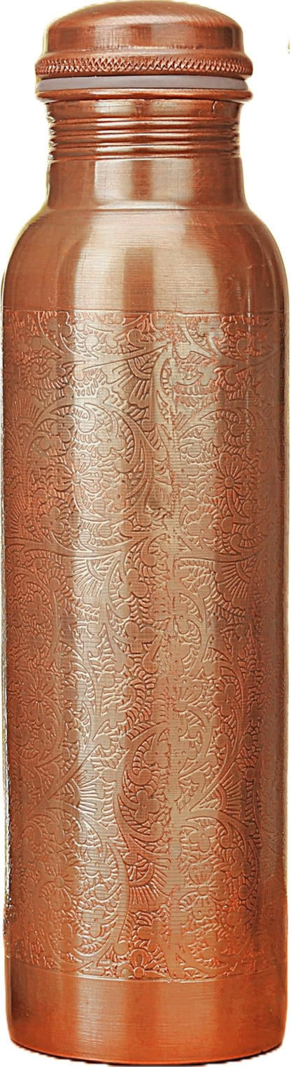 Copper Water Bottle - 34 Oz Large Ayurvedic Pure Copper Vessel For Drinking Leak Proof Antique Copper Bottle For Sport, gym, Yoga, Meditation & Ayurvedic Copper Health Benefits - 1000ml