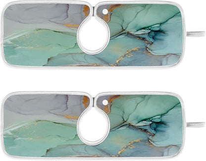 Marble Turquoise Green Faucet Water Catcher Mat 2 Pack Tie Dye Gray Purple Drying Mat Absorbent Bathroom Faucet Handle Drip Catcher Tray Bar RV Kitchen Sink Splash Guard 14x5 Inches