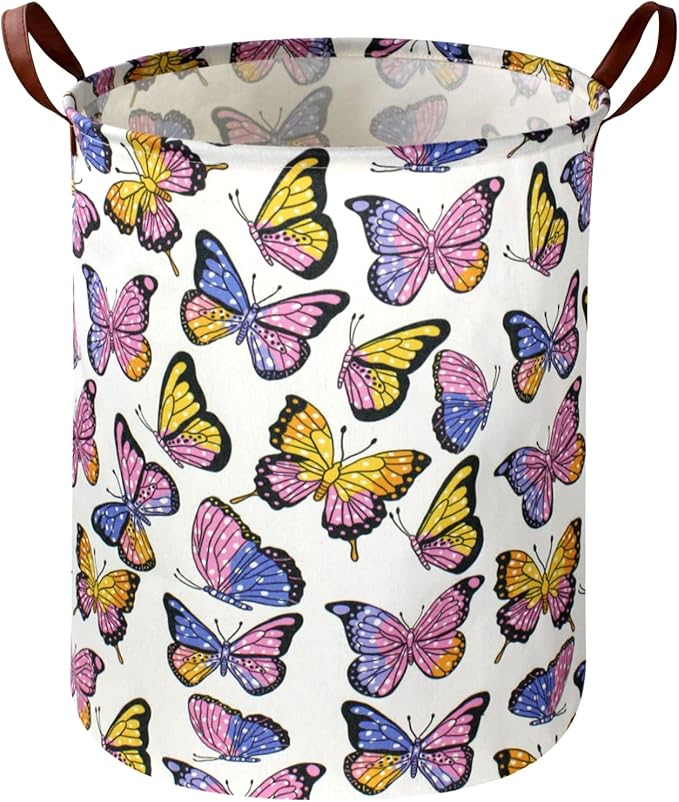 Kids Laundry Hamper,Girls Hamper, Butterfly Laundry Basket,Collapsible Baby Storage Baskets for Girls Room Decor,Nursery Hamper,Bedroom,Toy Organizer, Gift (Butterfly) …