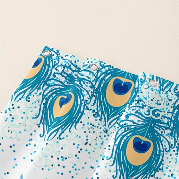 AILONEN Peacock Shower Curtain for Girls,Beautiful Green Peacock Bath Curtain for Kids Women,Peacock Feather Print Waterproof Shower Curtain for Bathroom Decor with 12 Plastic Hooks, 60" W*72" H