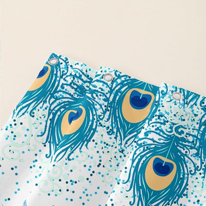 AILONEN Peacock Shower Curtain for Girls,Beautiful Green Peacock Bath Curtain for Kids Women,Peacock Feather Print Waterproof Shower Curtain for Bathroom Decor with 12 Plastic Hooks, 60" W*72" H