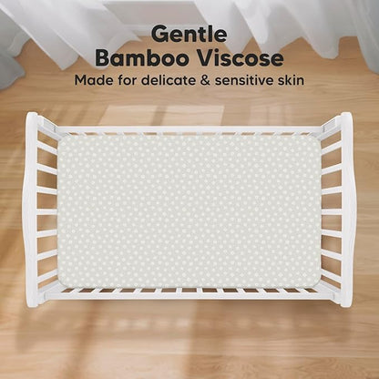 2-Pack Crib Sheets for Boys,Girls - Viscose Derived from Bamboo Fitted Crib Sheet, Organic Baby Crib Sheets, Crib Mattress Sheet,Toddler Bed Sheets,Baby Sheets for Crib Fitted Sheets(Meadow)