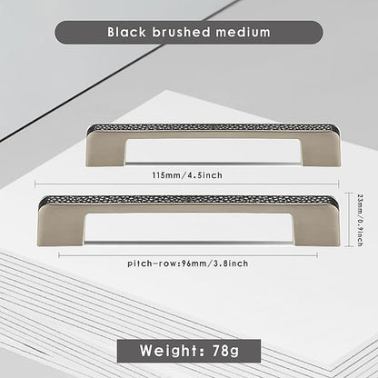 Leather Handle Brass Leather Handle Nordic Minimalist Style Handle Wardrobe Dressing Table Bedroom Living Room Kitchen Handle Hardware Furniture - 2 Pack (Black, 96mm(3-3/4in))