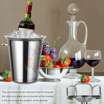 Champagne Bucket with Stand,Ice Bucket with Stand Stainless Steel Bucket Wine Chiller On Stand 12Lb Hammered Tall Ice Bucket Stand for Party Bar Ktv Bbq Home,3ft (silver, 1 pack)