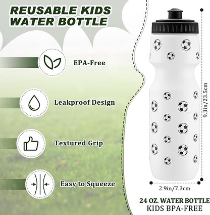 4 Pcs Soccer Party Favors Sports Drawstring Bag 24 oz Soccer Reusable Water Bottles Sports Water Bottle for Sporting Cycling Working Traveling Gym Outdoor