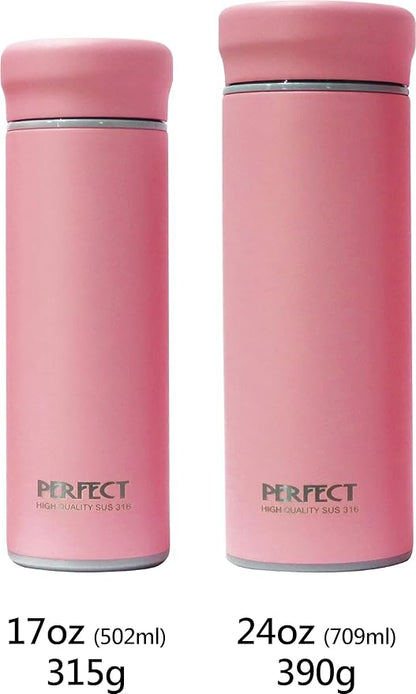 24 OZ 316 Stainless Steel Vacuum Insulated Water Bottle, Keep Cold and Hot, Seamless Cup Leak Proof And Wide Mouth, Pink