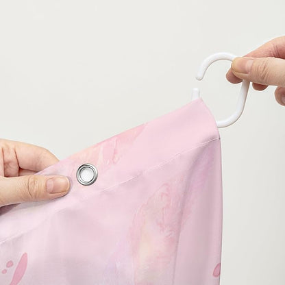 AILONEN Cute Cat Shower Curtain for Kids Boys,Kawaii Kitten and Butterfly Fabric Shower Curtains for Bathroom,Big Eye Pink Cat Polyester Cloth Bath Curtain Set, 60" W*72" H Pink