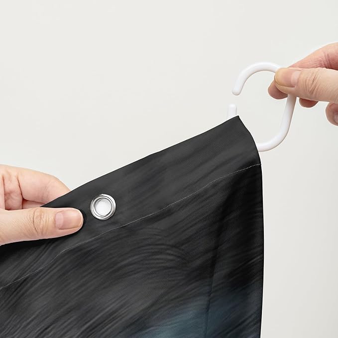 AILONEN Howling Wolf Shower Curtain,Cloud Moon Wolf Bath Curtain,Wildlife Wolf Polyester Waterproof for Bathroom,72" W*78" H with 12 Plastic Hooks