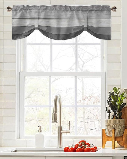 Farmhouse Blackout Tie Up Valance Curtains for Kitchen Windows, Grey Blackout Tie Up Window Toppers Balloon Shades for Living Room/Bathroom/Bedroom,1 Panel,42" X 12"