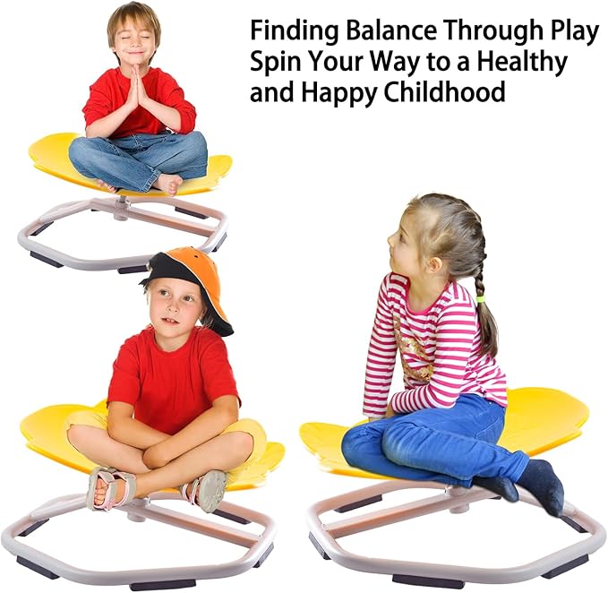Autism Kids Swivel Chair, Spinning Chair for Kids Sensory, Kids Swivel Chair Sensory, Sensory Toy Chair, Carousel Spin Sensory Chair, Training Body Coordination (Yellow)