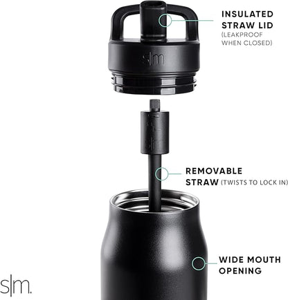 Simple Modern Water Bottle with Push Button Straw Lid | Ceramic-Lined Insulated Stainless Steel | Travel Water Bottles for Gym & Sports | Leak Proof | Mesa Signature Collection | 34oz, Sea Glass Sage