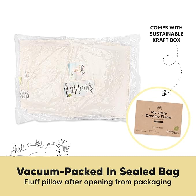 2-Pack Toddler Pillow - Soft Organic Cotton Toddler Pillows for Sleeping - 13X18 Small Pillow for Kids - Kids Pillows for Sleeping - Kids Pillow for Travel, School, Nap, Age 2 to 5 (Herb)