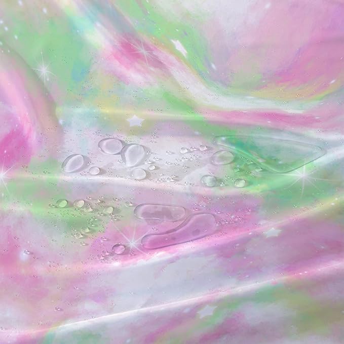 AILONEN Colorful Space Shower Curtain,Glitter Star Waterproof Fabric Shower Curtain Set for Girls Kids Teens, 72" W*78" H Fantasy Starry Sky Theme Bathroom Decor