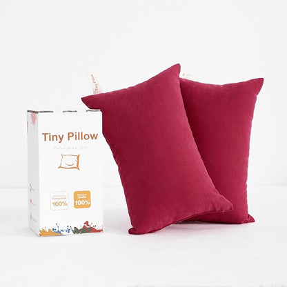 BEDSUM 2 Pack Tiny Pillows, 11"x7" Microfiber Mini Pillows for Travel, Dogs, Cats, Soft and Machine Washable Small Pillows for Neck, Wrist, and Knee Comfort, Red