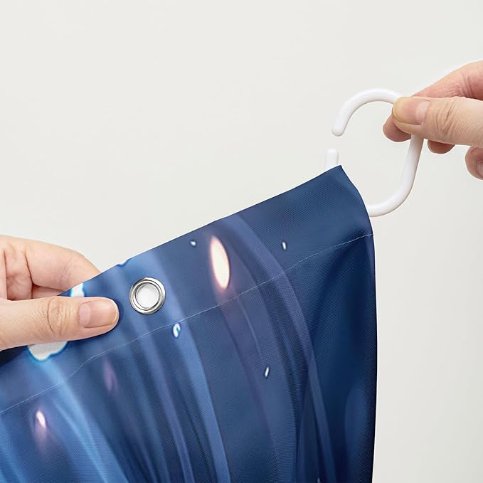 AILONEN Lightning Wolf Shower Curtain for Bathroom,3D Print Glowing Wolf Print Bath Curtain for Boys Men Kids,Raining Wolf Waterproof Bathroom Decor Blue Curtain with 12 Plastic Hooks, 72" W*72" H