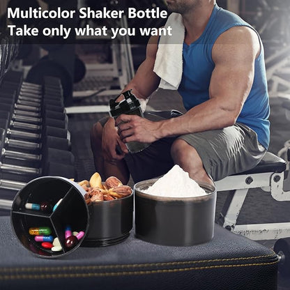 Shaker Bottle,Protein Shaker Bottle, 16 oz GYM Shaker Cup with shaker Ball,Shaker Cups for Protein Shakes, Drink Mixer Bottle with Storage,BAP Free,Leakproof，Black