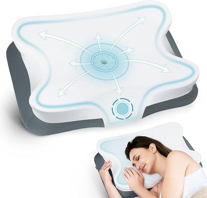 ALLJOY Cervical Pillow for Neck Shoulder, Ergonomic Side Sleeper Pillow for Pain Relief, Cooling Odorless Memory Foam Pillows for Deep Sleep, Neck Support Pillow for Back Stomach Sleepers, Grey