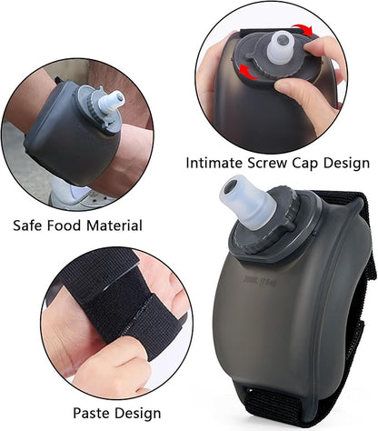 Wesoke Sports Wrist Band Water Bottle, 200ml Running Wrist Water Bottles, Soft Adjustable Gym Wristband Fitness Water Kettle Drinking Bottle for Cycling Climbing Hiking