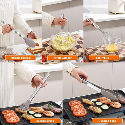 Kitchen Utensils Set, Kyraton 38 Piece Silicone kitchen Cooking Utensils Set with Utensil Rack, Spoon Spatula Set, Non-Stick kitchen Gadgets, Dishwasher Safe