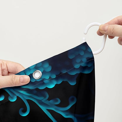 AILONEN Cartoon Blue Octopus Shower Curtain for Bathroom,Funny Octopus Bath Curtain for Kids,Boys,Girls,Ocean Animal Starfish Theme Waterproof Fabric Shower Curtain Set with Hooks,72" W*72" H